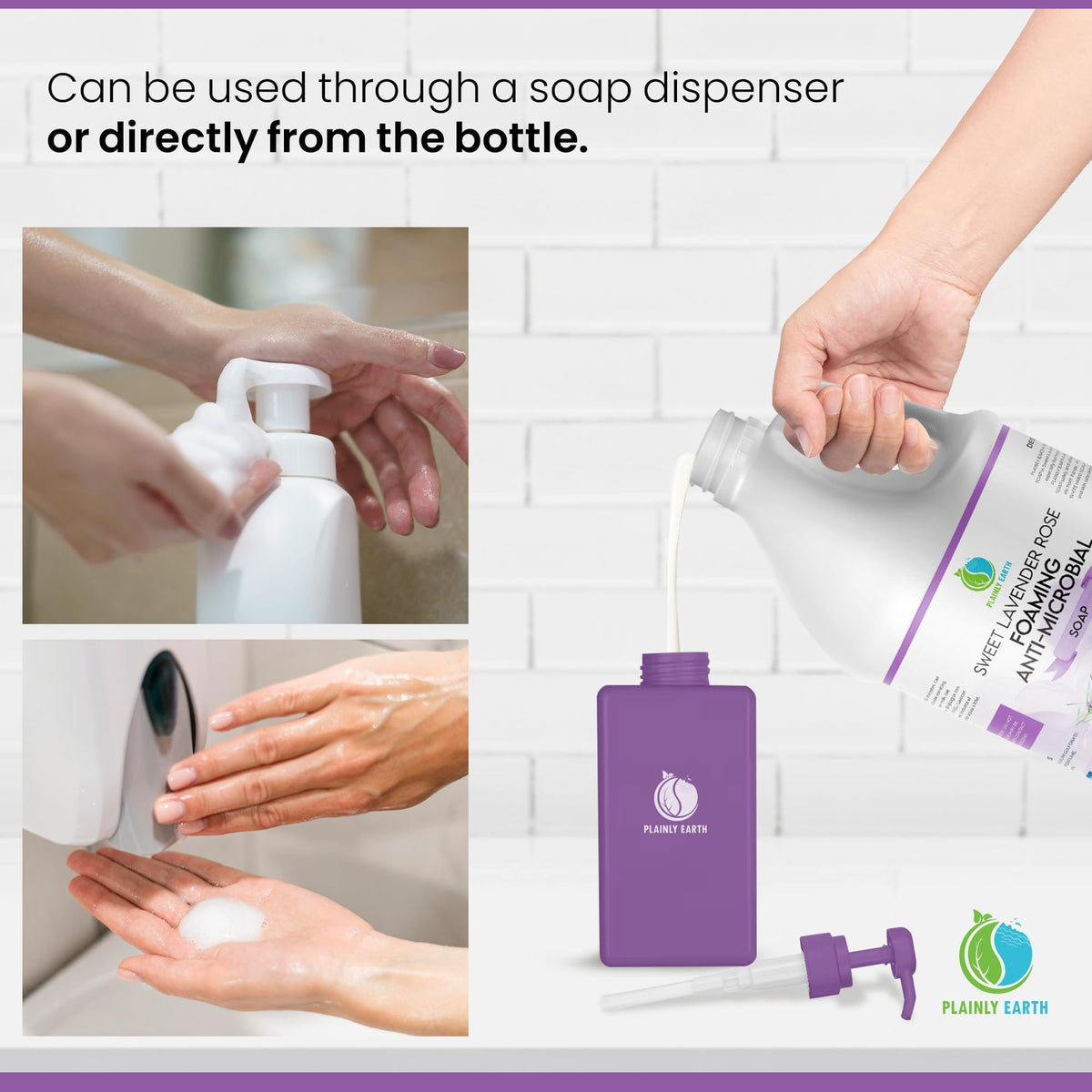 Plainly Earth refill bottle with dispensers illustrating eco-friendly refill option