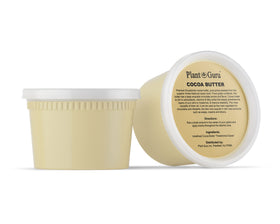 Plant Guru jar of homemade body butter using cocoa butter for deep moisturization
