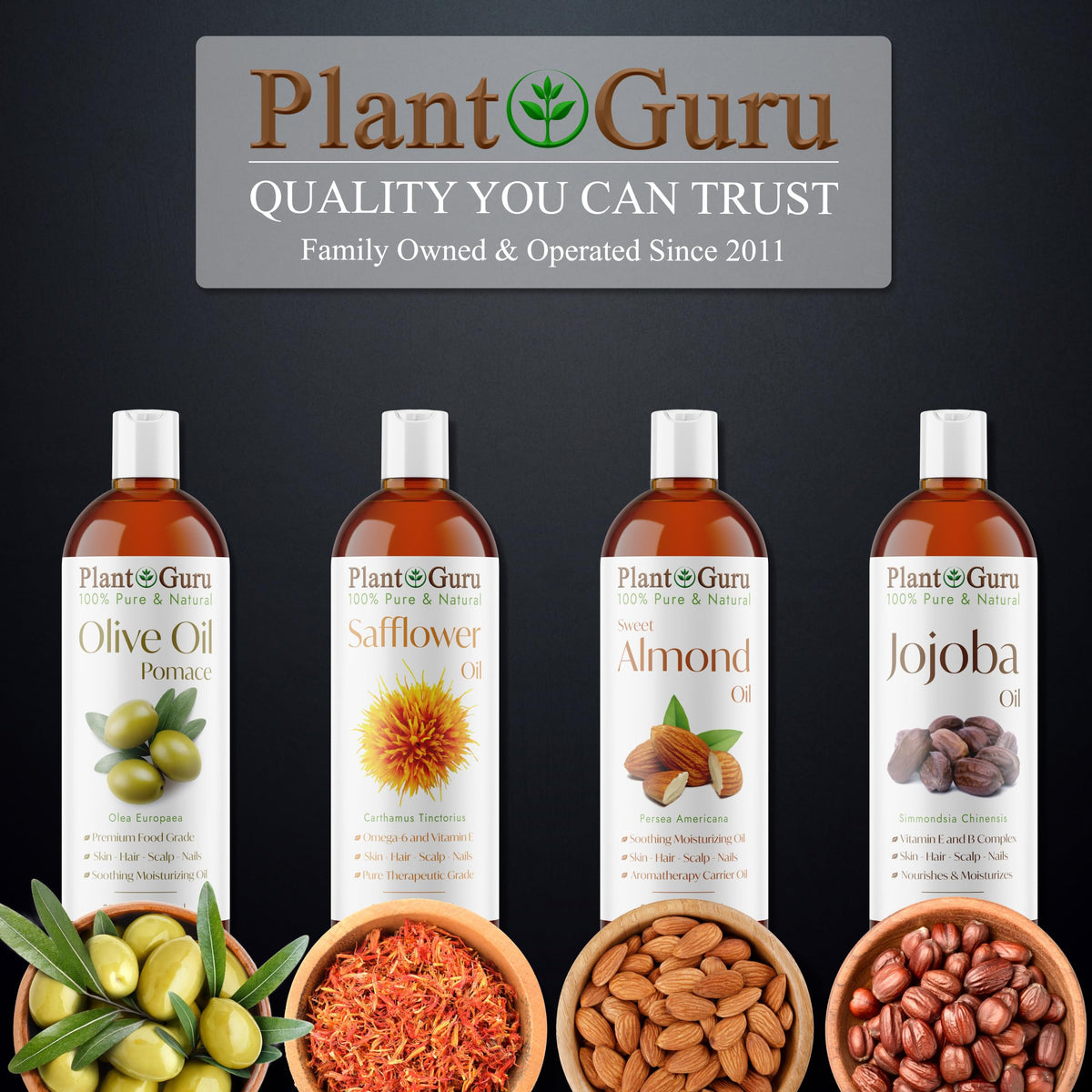 Plant Guru label close-up showing cold-pressed, single-ingredient benefit