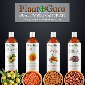 Plant Guru label close-up showing cold-pressed, single-ingredient benefit