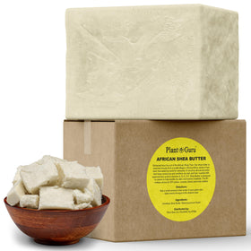 Plant Guru front view of 5 lb raw shea butter block for bulk use
