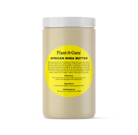 Plant Guru front jar showing 32 oz bulk shea butter and clean packaging for storage