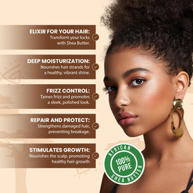 Plant Guru shea butter used as a hair treatment adding moisture and shine