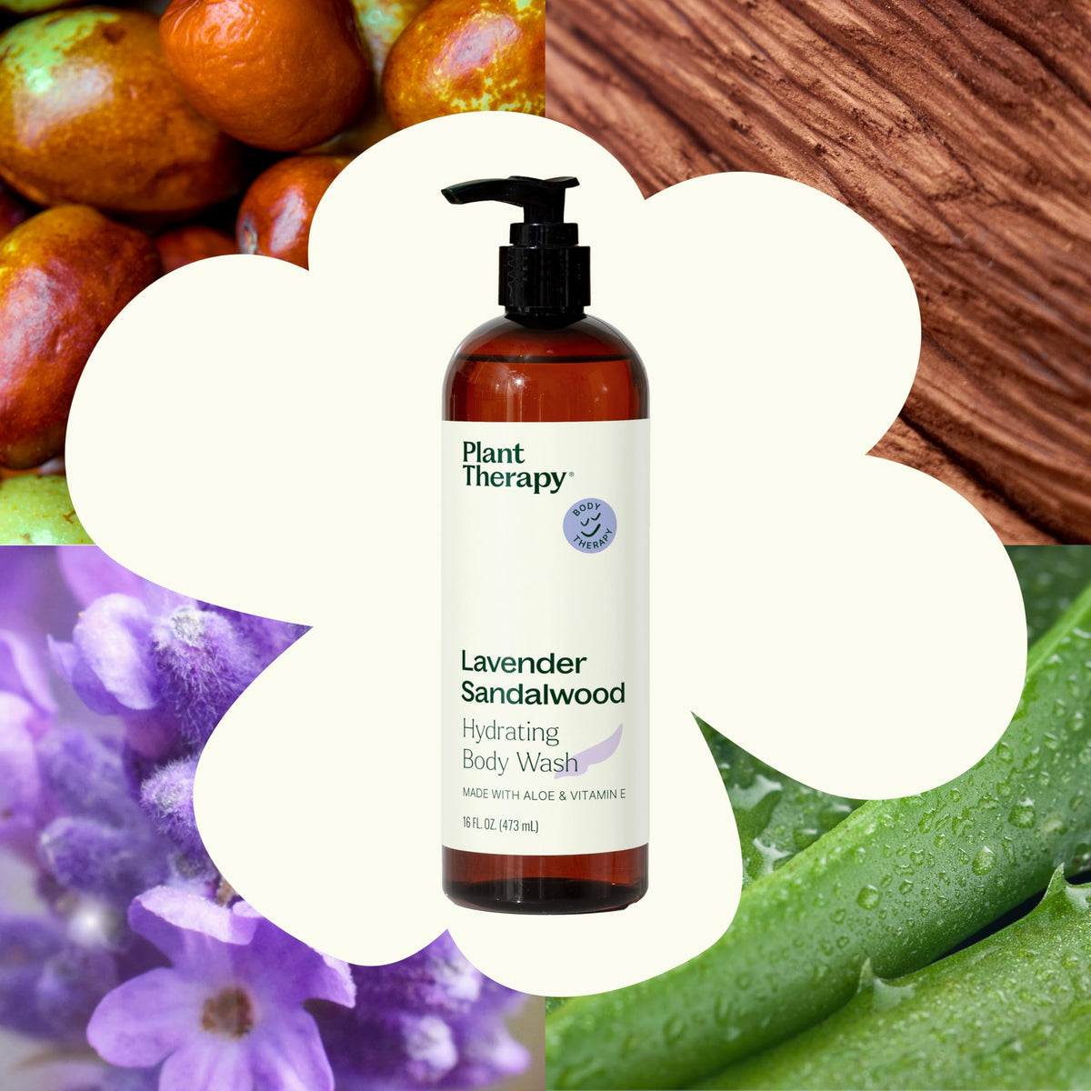 Plant Therapy close-up of creamy foam lather offering gentle cleanse