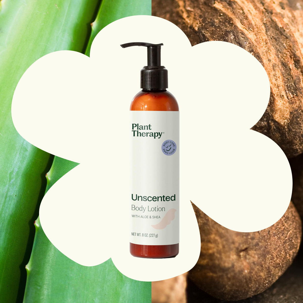 Plant Therapy lotion being poured demonstrating silky texture and easy absorption