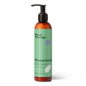 Plant Therapy front bottle showing label and peppermint benefit