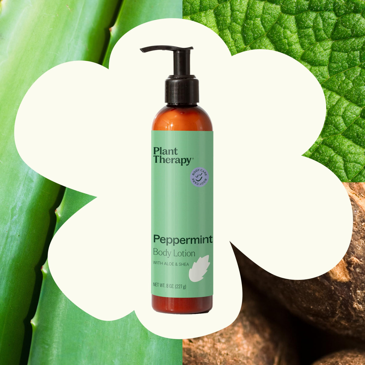 Plant Therapy ingredient label highlighting aloe, shea and clean formula