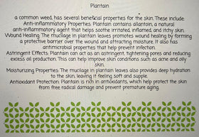 Generic plantain salve applied to hand in lifestyle scene showing soothing portable benefit