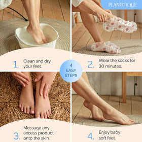 PLANTIFIQUE before-and-after feet comparison illustrating softer heels and improved texture