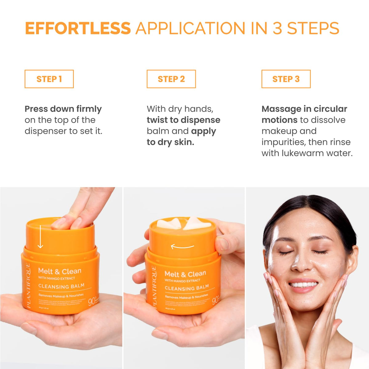 PLANTIFIQUE emulsified balm with water showing easy rinse and hydration