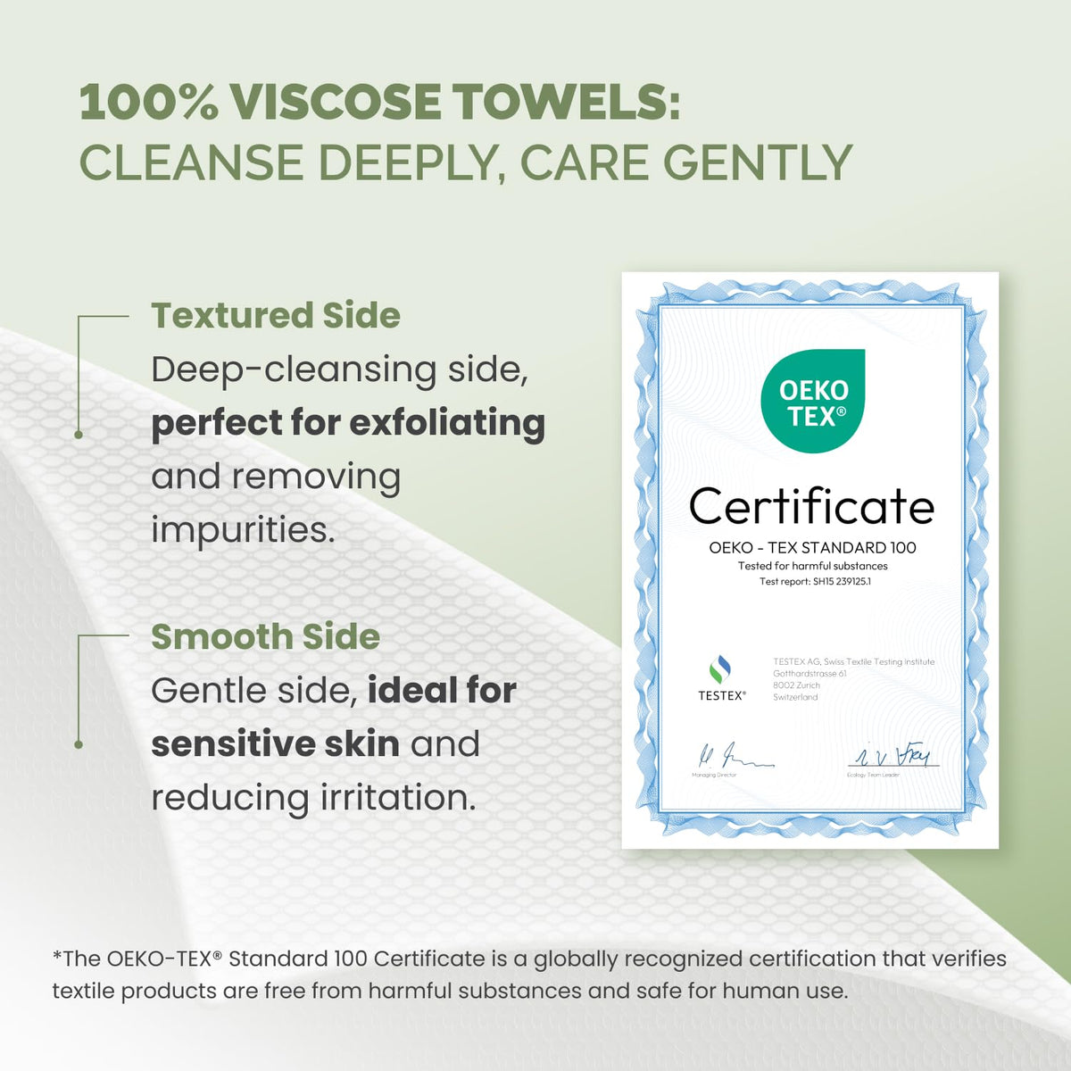 PLANTIFIQUE dual-sided towel showing smooth and textured faces for versatile cleansing