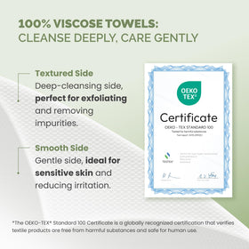 PLANTIFIQUE dual-sided towel showing smooth and textured faces for versatile cleansing