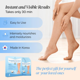 PLANTIFIQUE model wearing mask socks demonstrating easy at-home use