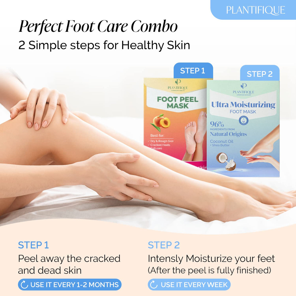 PLANTIFIQUE foot mask beside ruler for size comparison and fit guidance