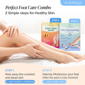 PLANTIFIQUE foot mask beside ruler for size comparison and fit guidance