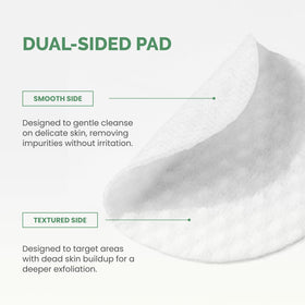 PLANTIFIQUE hands applying pad to cheek for gentle exfoliation benefit