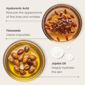 PLANTIFIQUE bottle with jojoba and hyaluronic ingredients highlighting hydration benefits