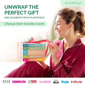 PLANTIFIQUE lifestyle scene of relaxed foot-care routine for softer feet