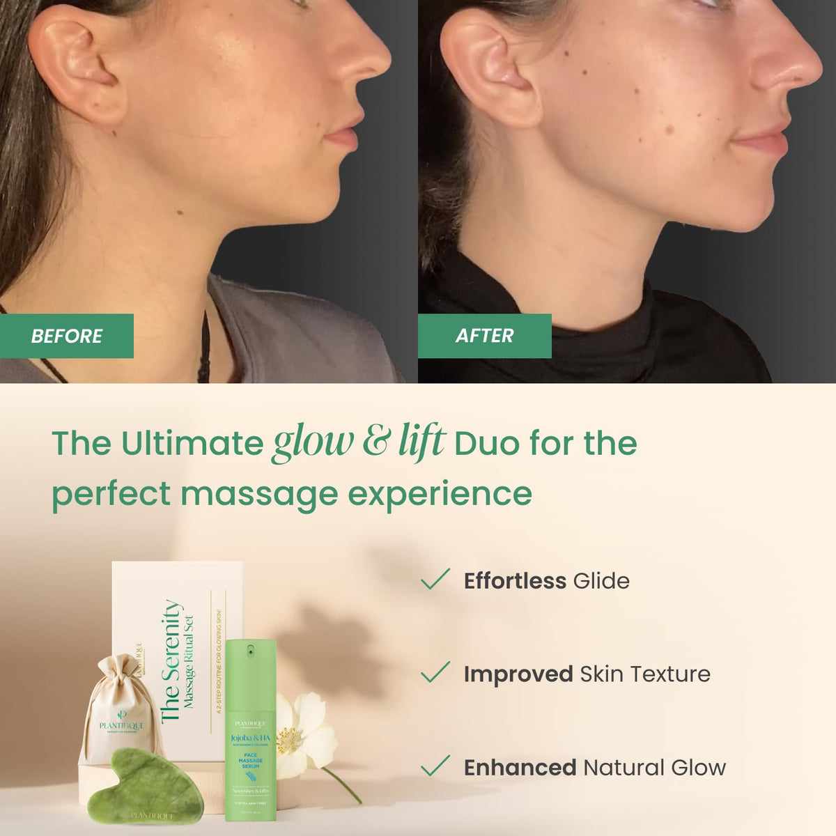 PLANTIFIQUE serum bottle close-up highlighting label and hydrating formula