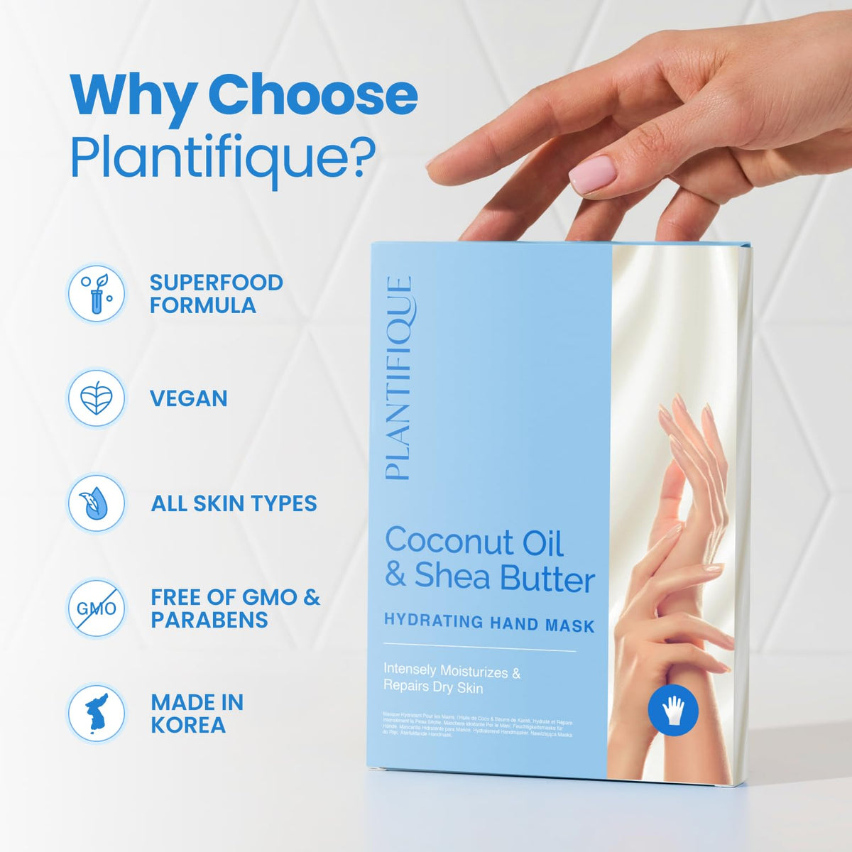 PLANTIFIQUE glove beside a hand for scale showing proper sizing and coverage benefit
