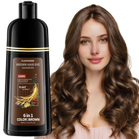 Plantkonw bottle front packaging showing brown shampoo and benefits