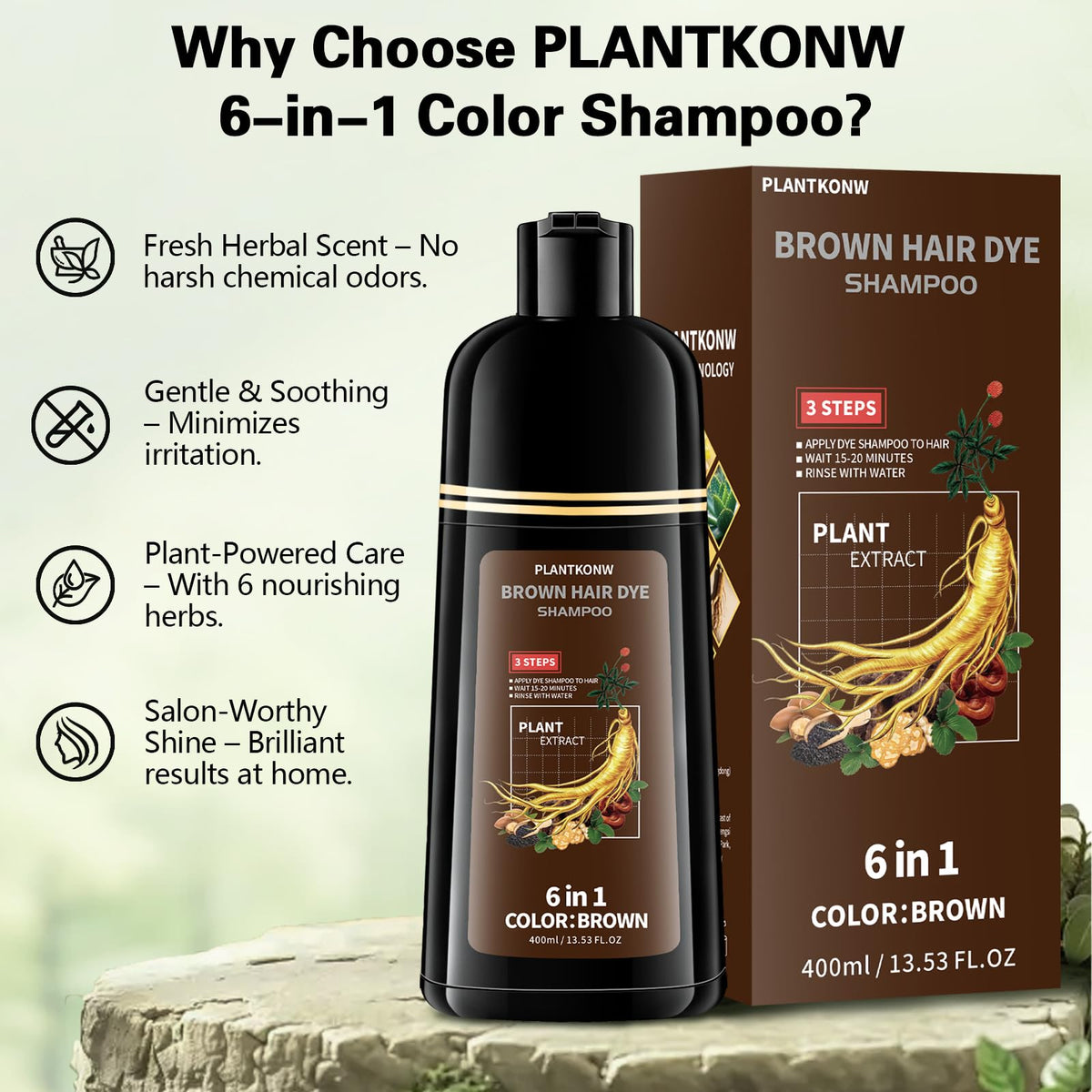Plantkonw in-shower use scene showing quick salon-quality results