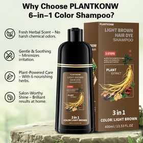 Plantkonw bottle next to a hand showing compact size and travel-friendly benefit