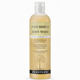 Plantlife patchouli front bottle showing branding and natural scent benefits