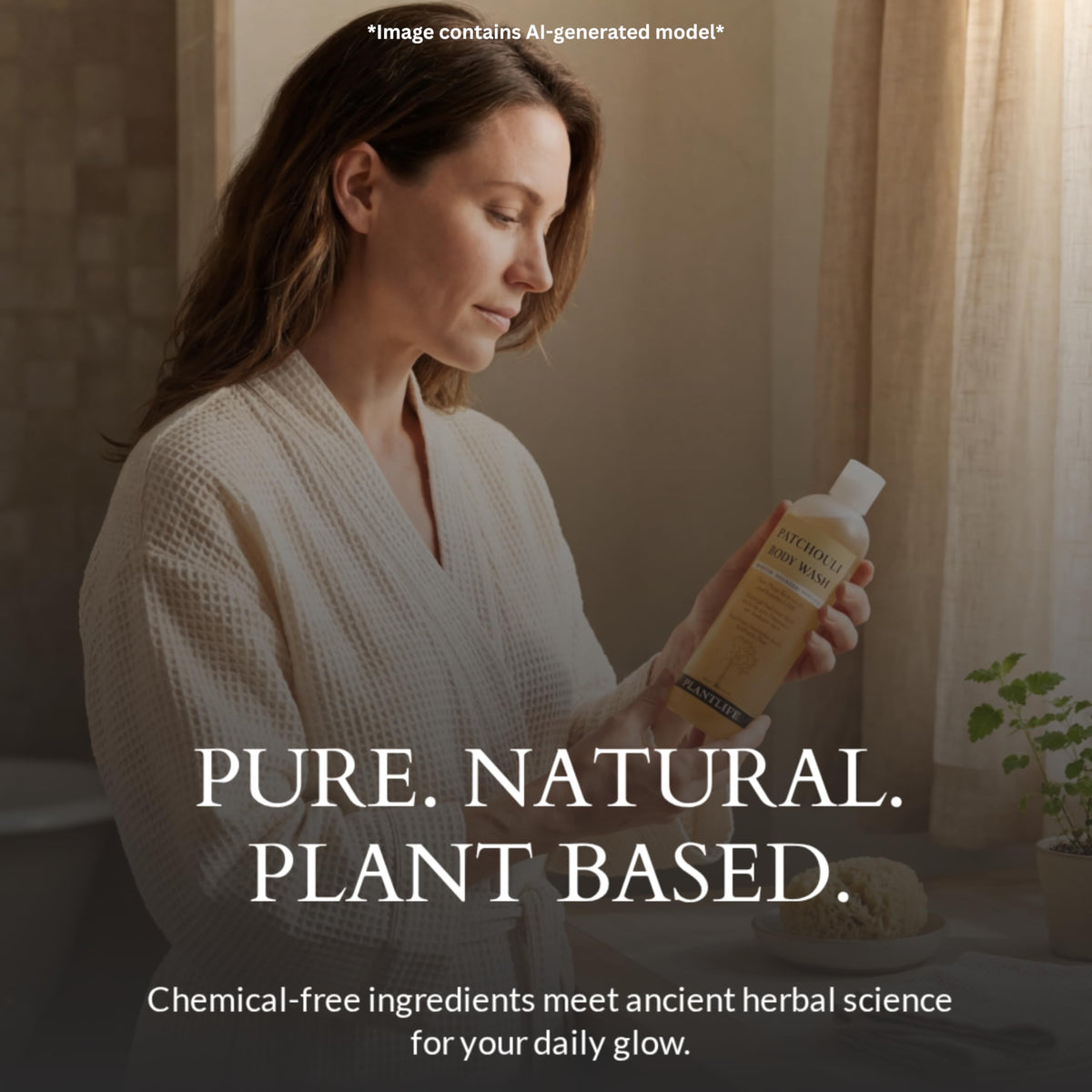 Plantlife patchouli pump detail highlighting easy dispensing and convenience