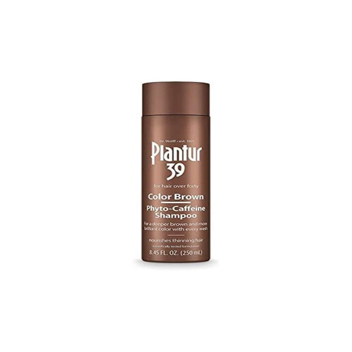 Plantur 39 bottle front view showing color-enhancing and strengthening benefits