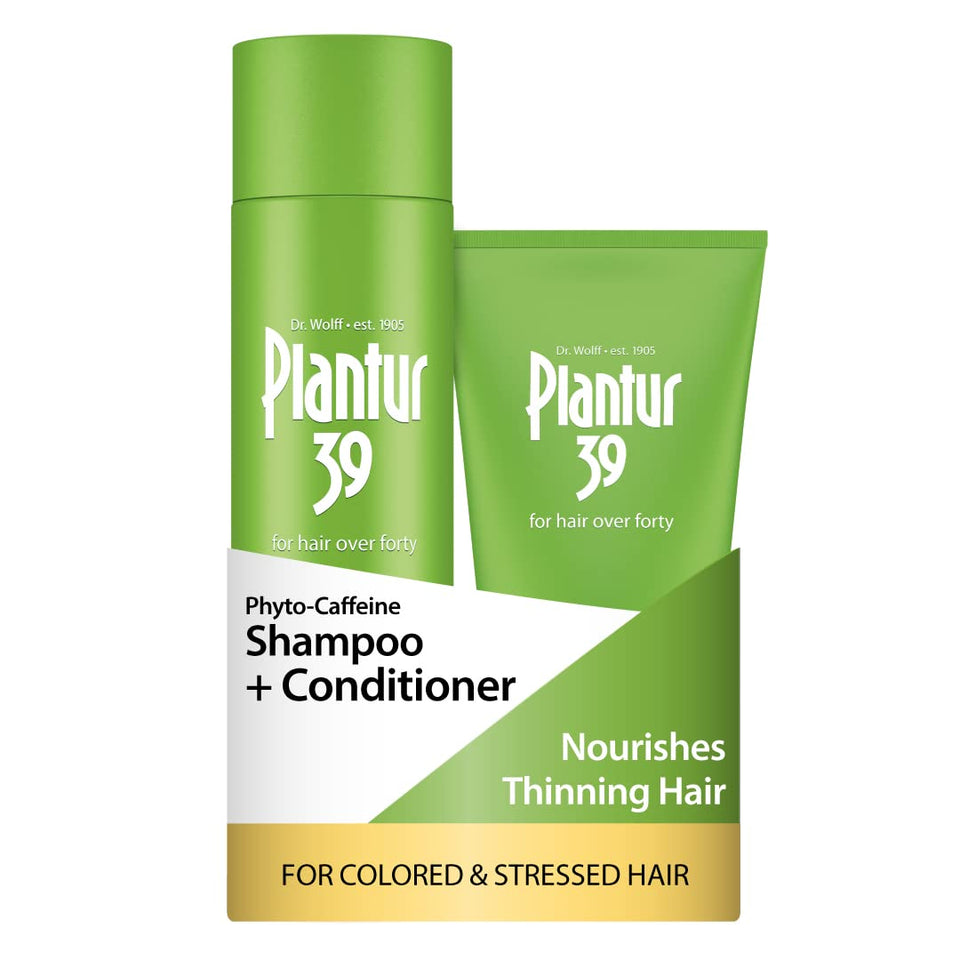 Plantur 39 front packaging showing shampoo and conditioner for color-safe care