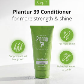 Plantur 39 conditioner cream on palm, shows lightweight nourishment for fine hair