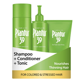 Plantur 39 front packaging showing trio kit and benefits for colored hair