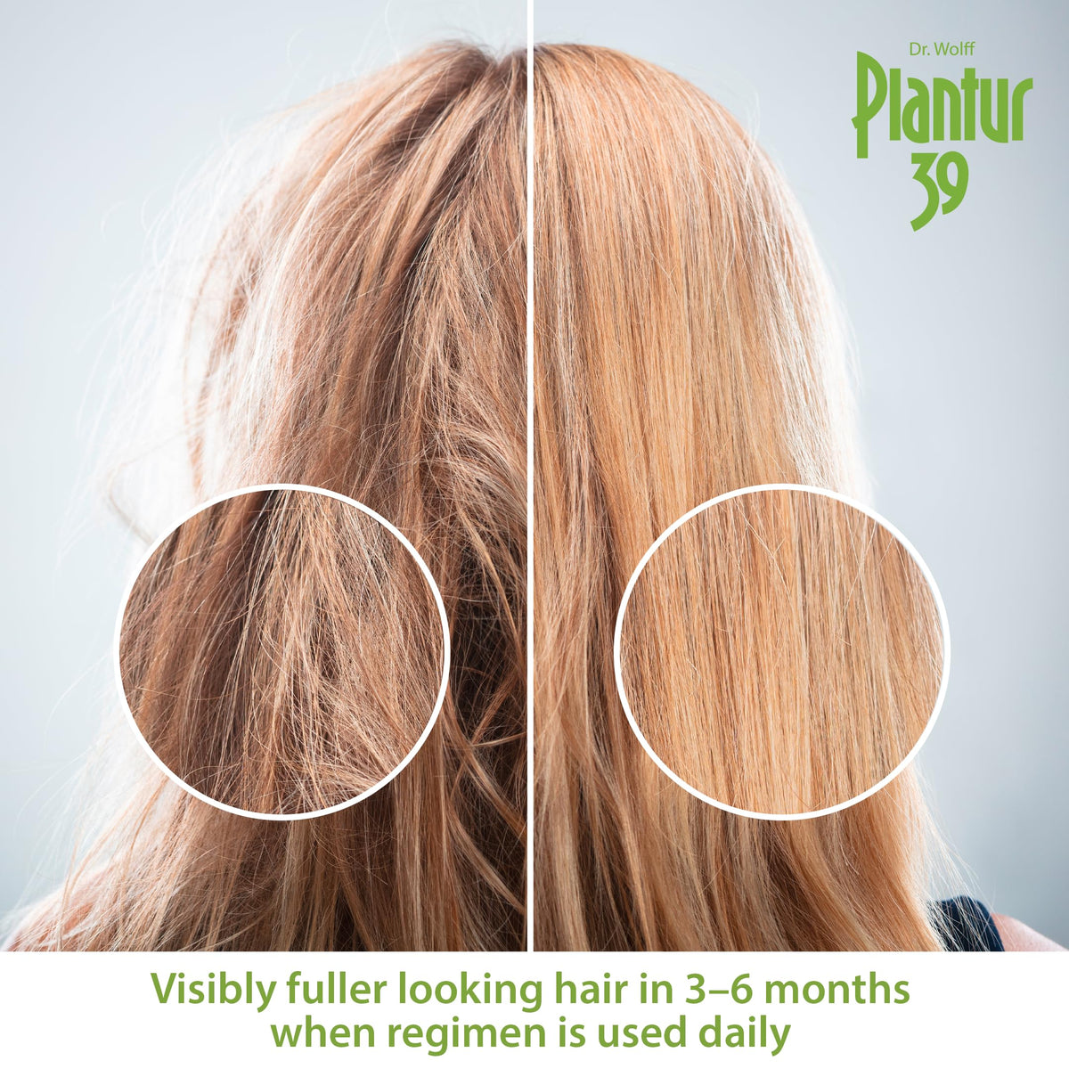 Woman washing hair with Plantur 39 illustrating improved manageability