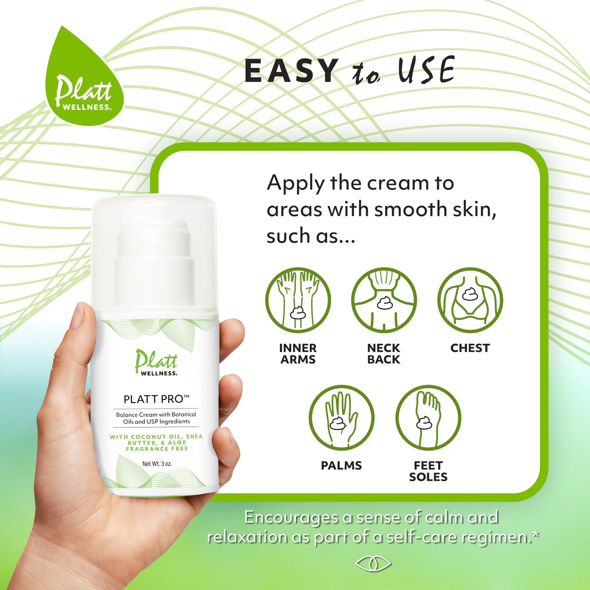 Platt Wellness cream texture close-up showing smooth, fast-absorbing consistency