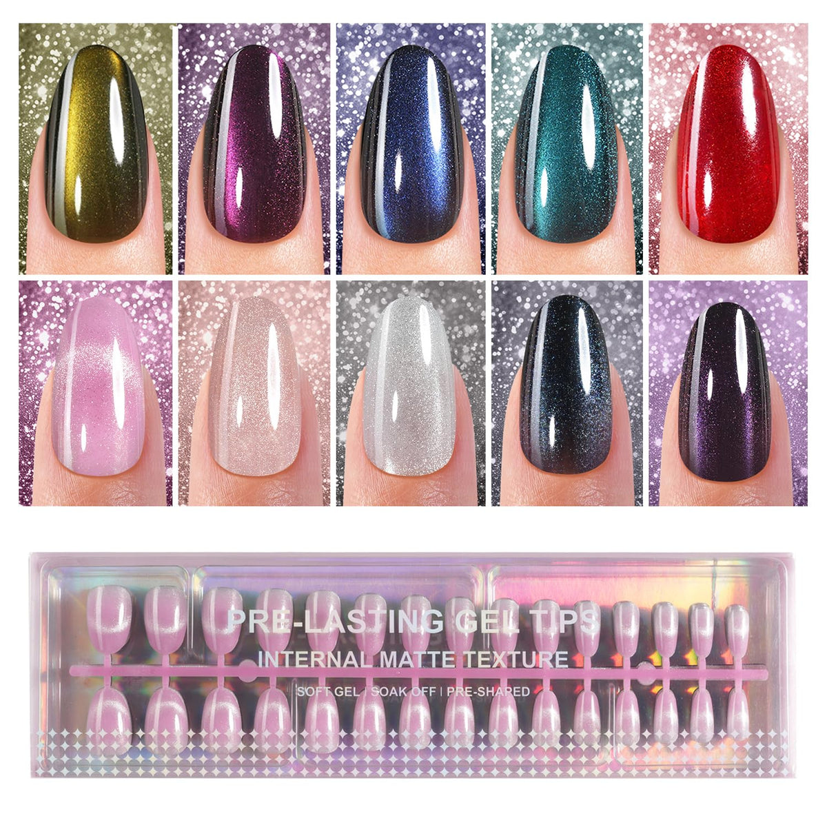 Plauva front packaging showing 300-piece cat eye set and easy storage benefit