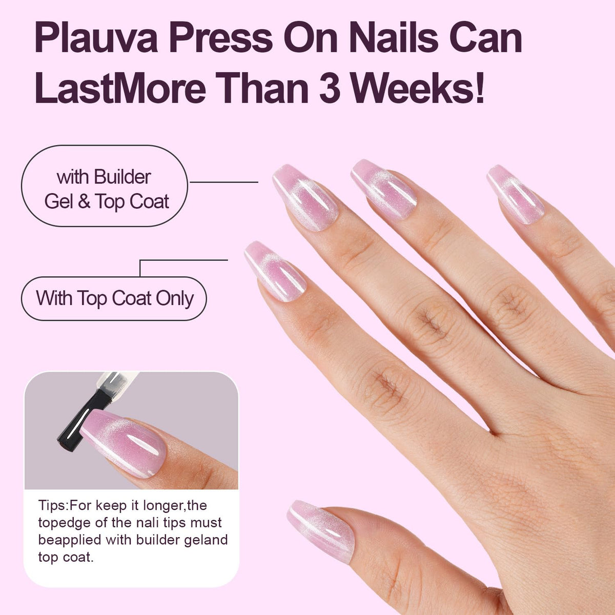 Plauva nails on hand in short coffin style for everyday comfort benefit