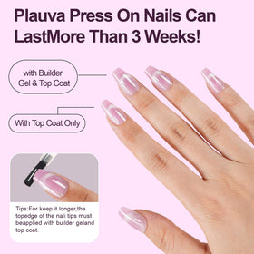 Plauva nails on hand in short coffin style for everyday comfort benefit