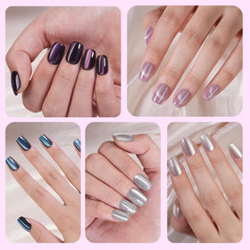 Plauva nails on hand demonstrating short square shape and ready-to-wear style benefit