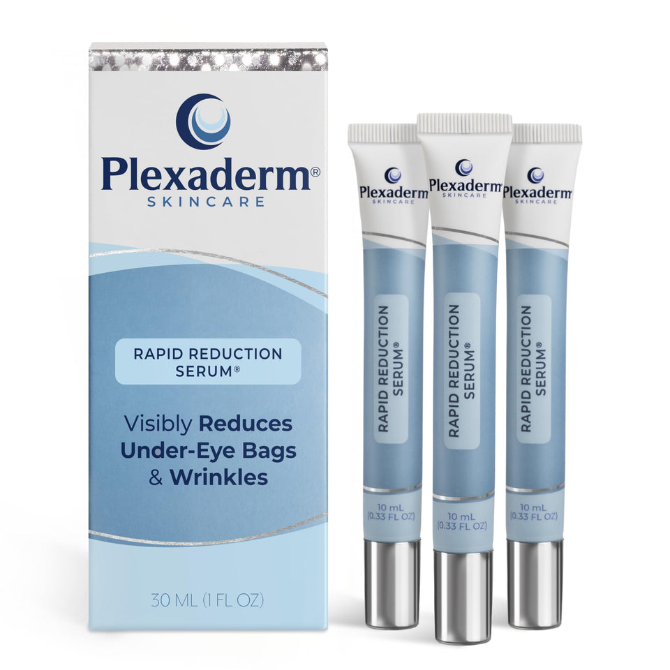 Plexaderm front packaging showing three tubes and product benefits