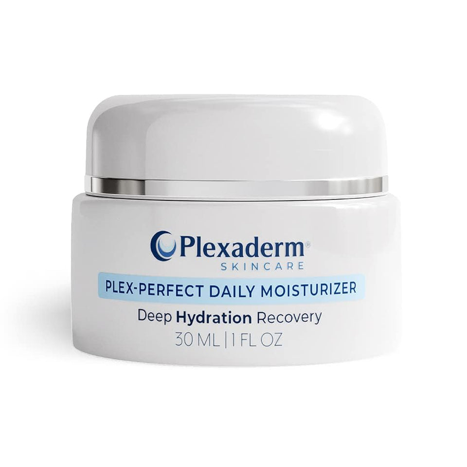 Plexaderm front packaging showing 1 fl oz tube and product label, clear benefits
