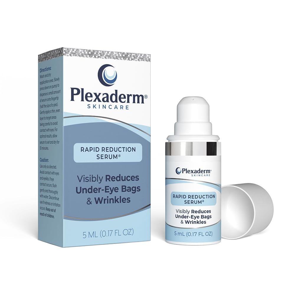 Plexaderm front pump bottle showing sleek packaging and quick application benefit