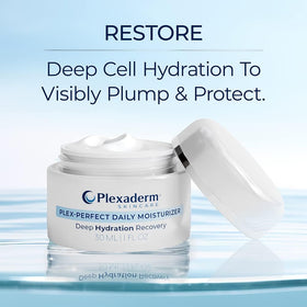 Plexaderm applying a small amount on hand to show lightweight absorption and non-greasy finish