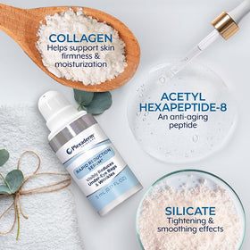 Plexaderm pump dispensing a small bead of serum for controlled, no-waste use
