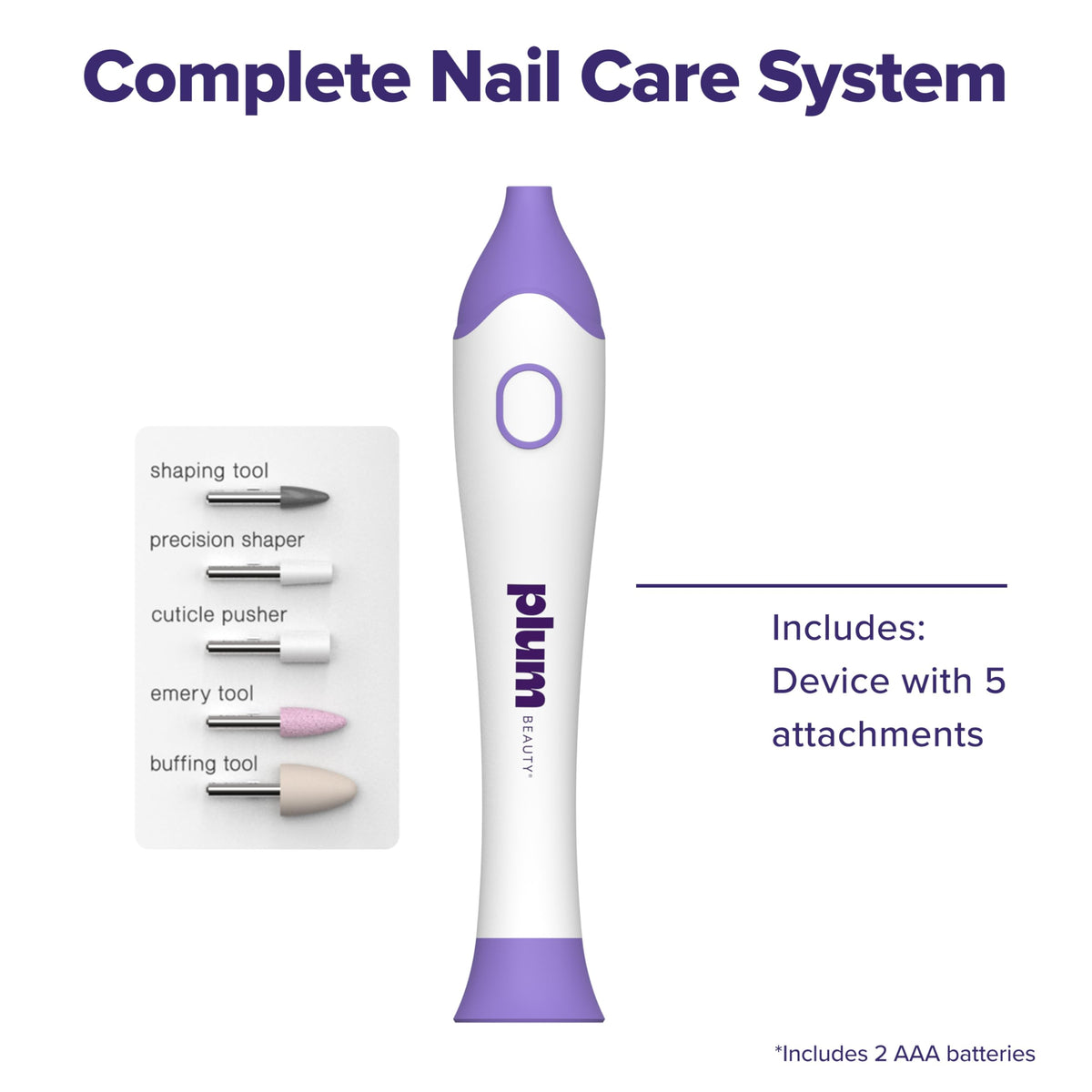 Plum Beauty charging port and speed controls for easy power and adjustable performance