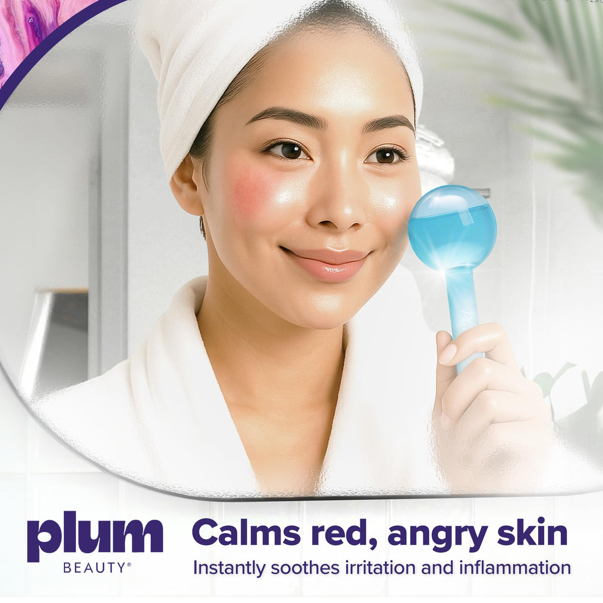 Plum Beauty globes stored in fridge for instant chill and soothing cold therapy