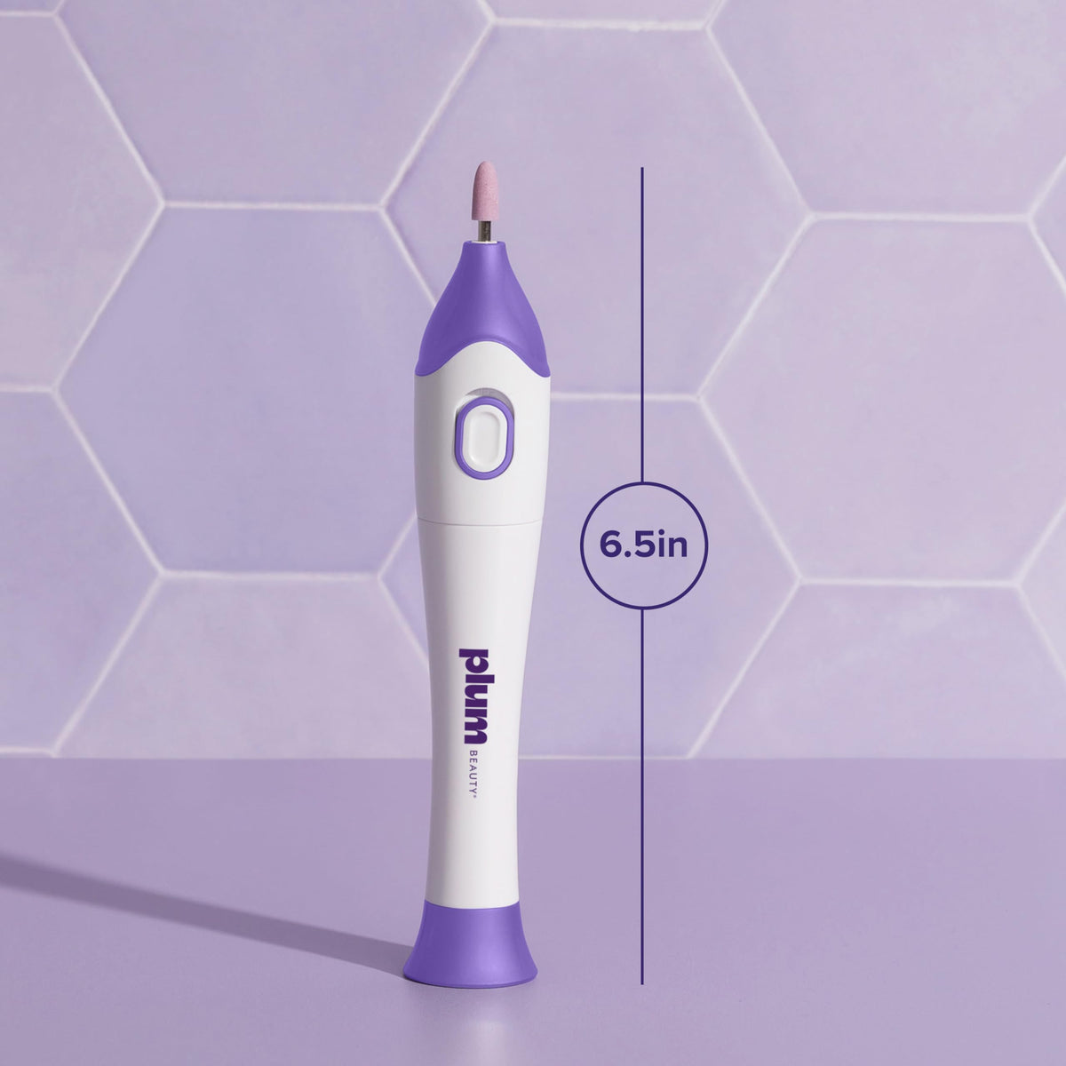 Plum Beauty hand-held drill showing size and comfortable ergonomic grip for control