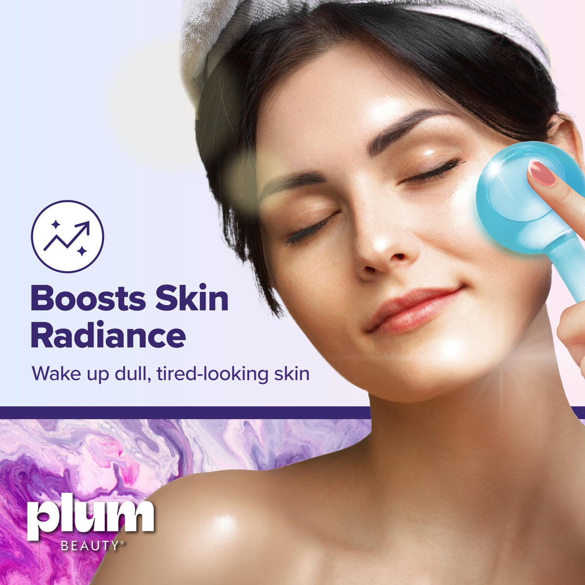 Plum Beauty globe used under eye to reduce puffiness and refresh skin appearance