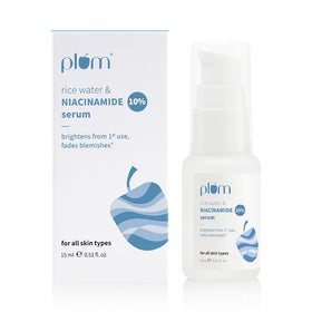 Plum front packaging showing serum bottle and benefits