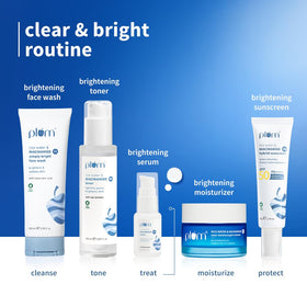 Plum serum styled on bathroom shelf suggesting everyday skincare routine
